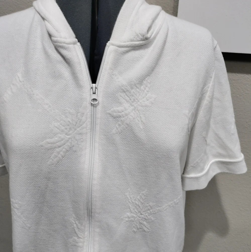 Croft & Barrow white palms swimsuit coverup jacket women's size Medium